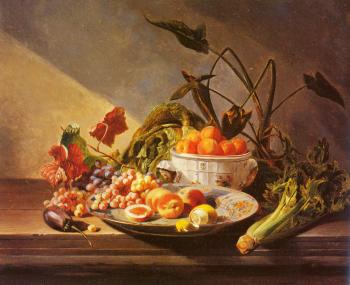 大衛 埃米爾 約瑟夫 德 諾特 A Still Life With Fruit And Vegetables On A Table